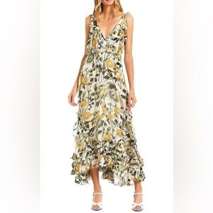 Secret mission, Celia floral ruffled open tie back maxi dress